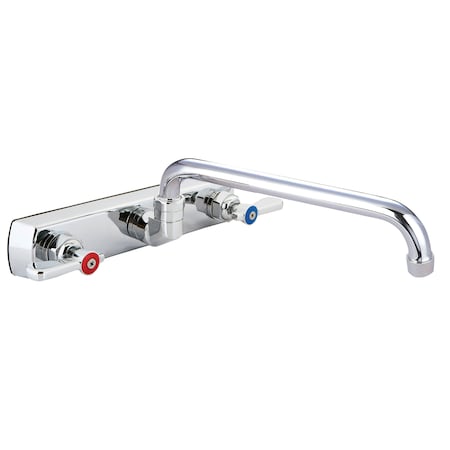 Bk Resources Optiflow Solid Body Faucet, 14" Swing Spout, 8" O.C. Splash Mount BKF-8SM-14-G